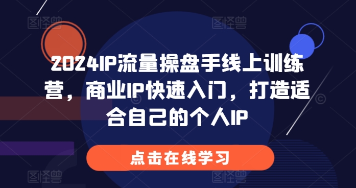 2024IP流量操盘手线上训练营，商业IP快速入门，打造适合自己的个人IP最新课 · 网创资源|实战项目|创业项目|中创网最新课