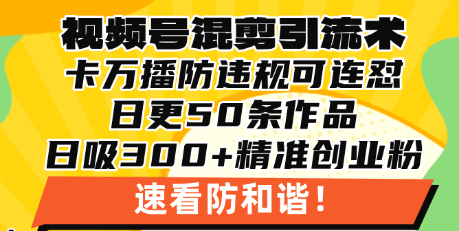 视频号混剪引流技术，500万播放引流17000创业粉，操作简单当天学会最新课 · 网创资源|实战项目|创业项目|中创网最新课