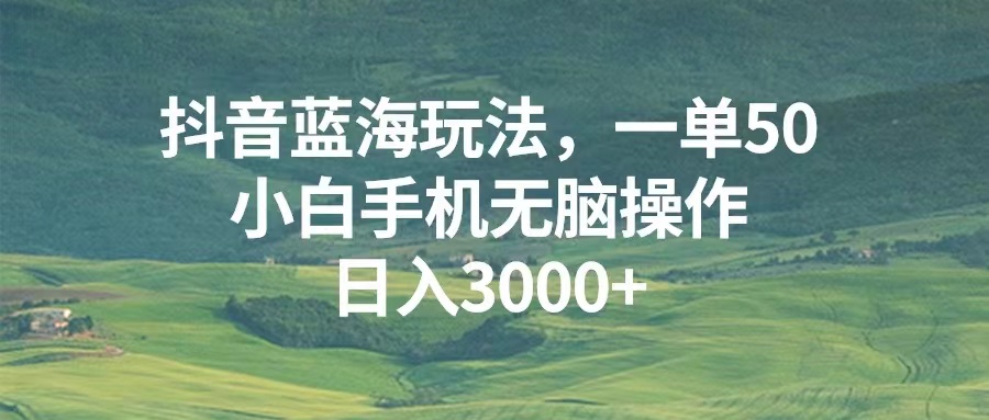 抖音蓝海玩法，一单50，小白手机无脑操作，日入3000+最新课 · 网创资源|实战项目|创业项目|中创网最新课