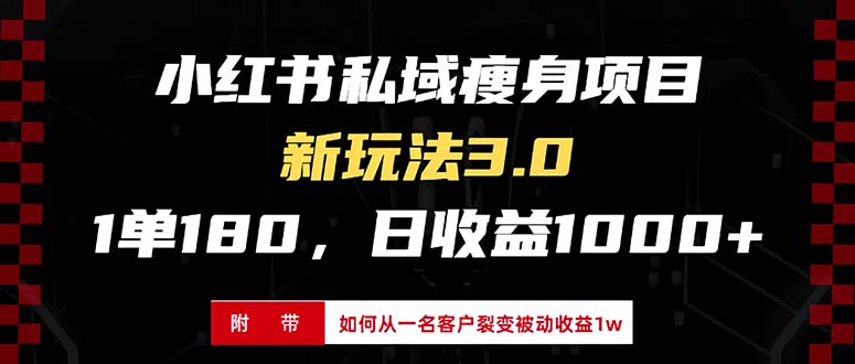 小红书瘦身项目3.0模式，新手小白日赚收益1000+(附从一名客户裂变收益…最新课 · 网创资源|实战项目|创业项目|中创网最新课