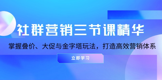 社群营销三节课精华：掌握叠价、大促与金字塔玩法，打造高效营销体系最新课 · 网创资源|实战项目|创业项目|中创网最新课
